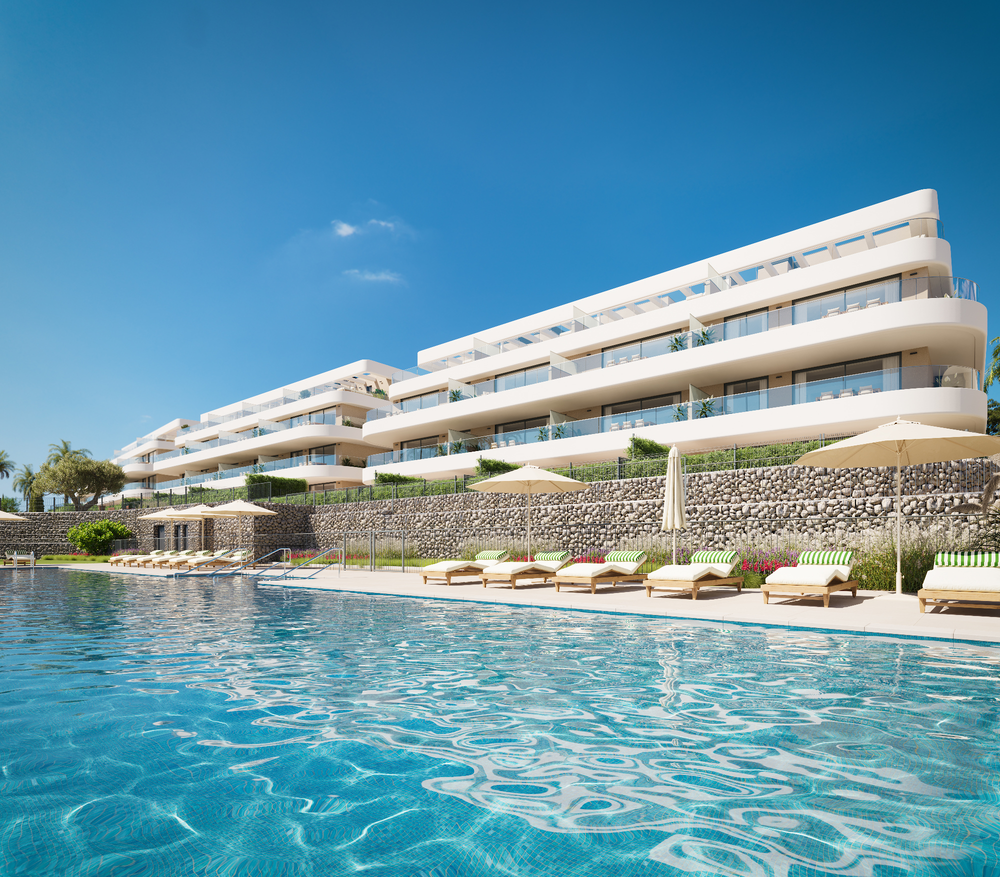 Así será la piscina de la promoción Unika Collection de AEDAS Homes en Estepona, Málaga